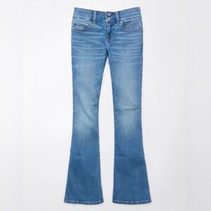 NWT American Eagle Next Level Super Low-Rise Flare Blue Denim Jean Size: 8